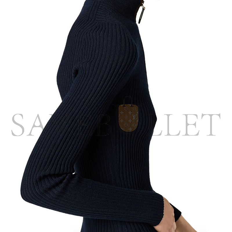 MIU MIU CASHMERE AND LEATHER ZIPPER CARDIGAN MMF992